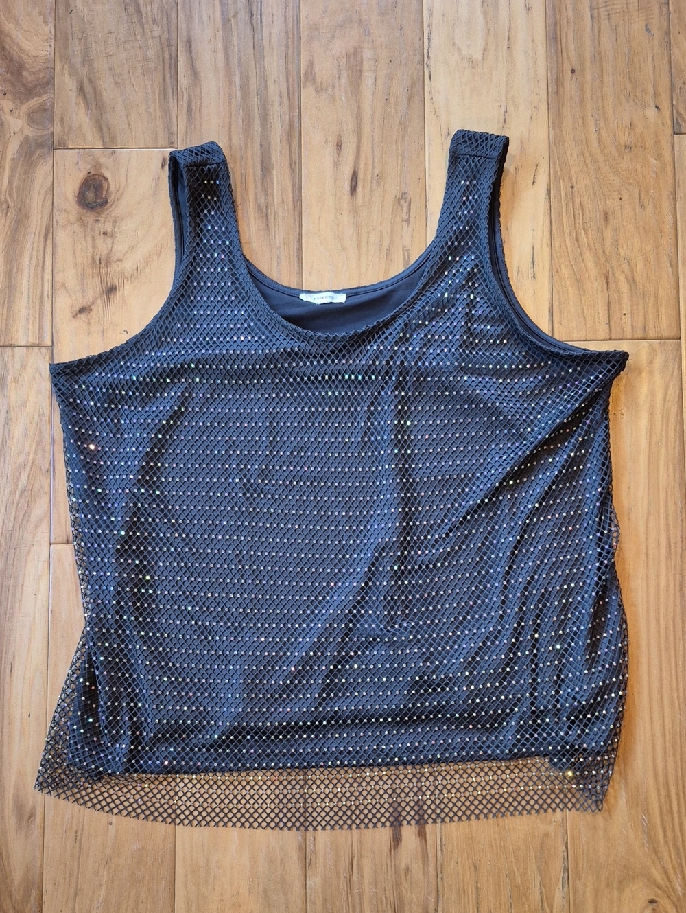 Grey Sleeveless Colorful Sequin Mesh Tank Top